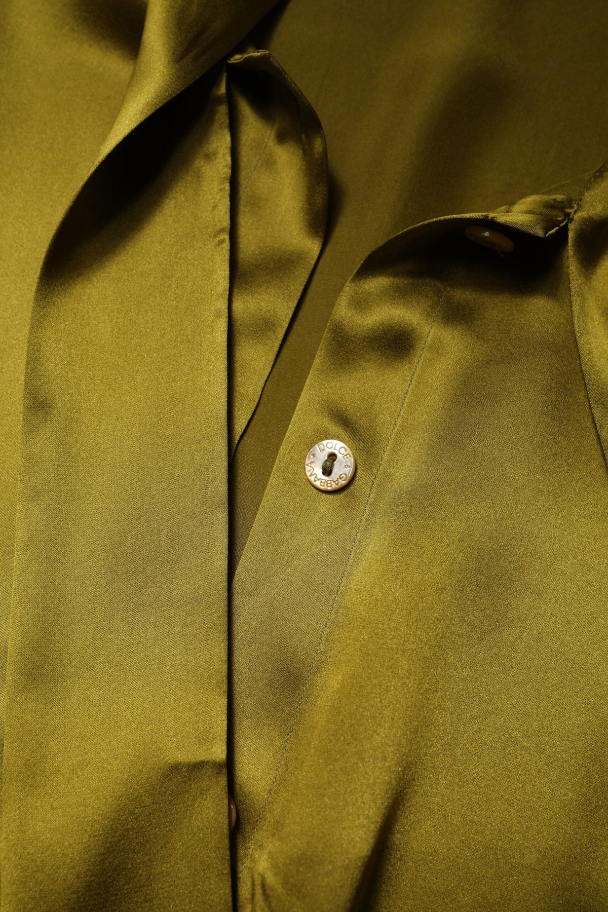 Dolce & Gabbana Green Ascot Collar Long Sleeves Blouse Top