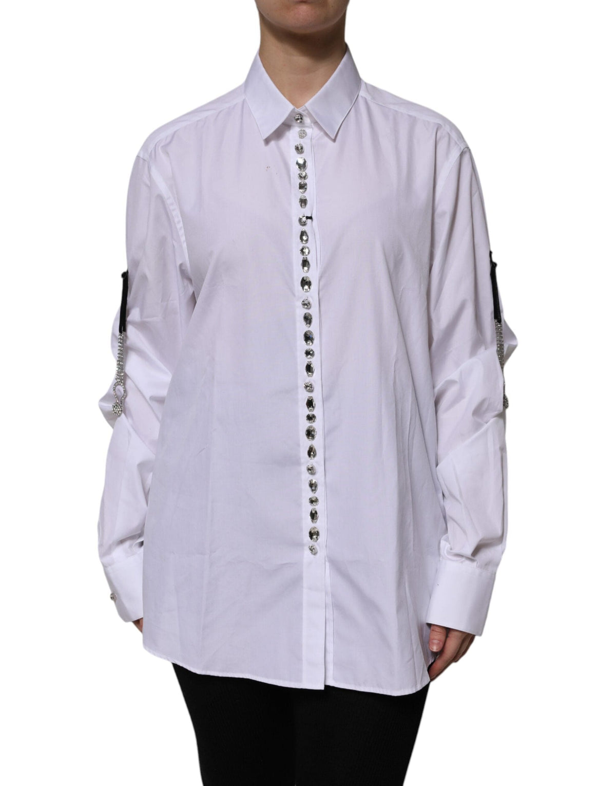 Dolce &amp; Gabbana Haut à manches longues orné de strass blancs