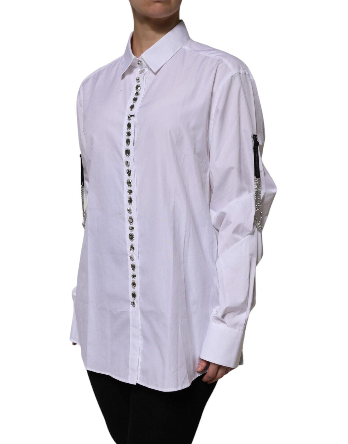 Dolce &amp; Gabbana Haut à manches longues orné de strass blancs