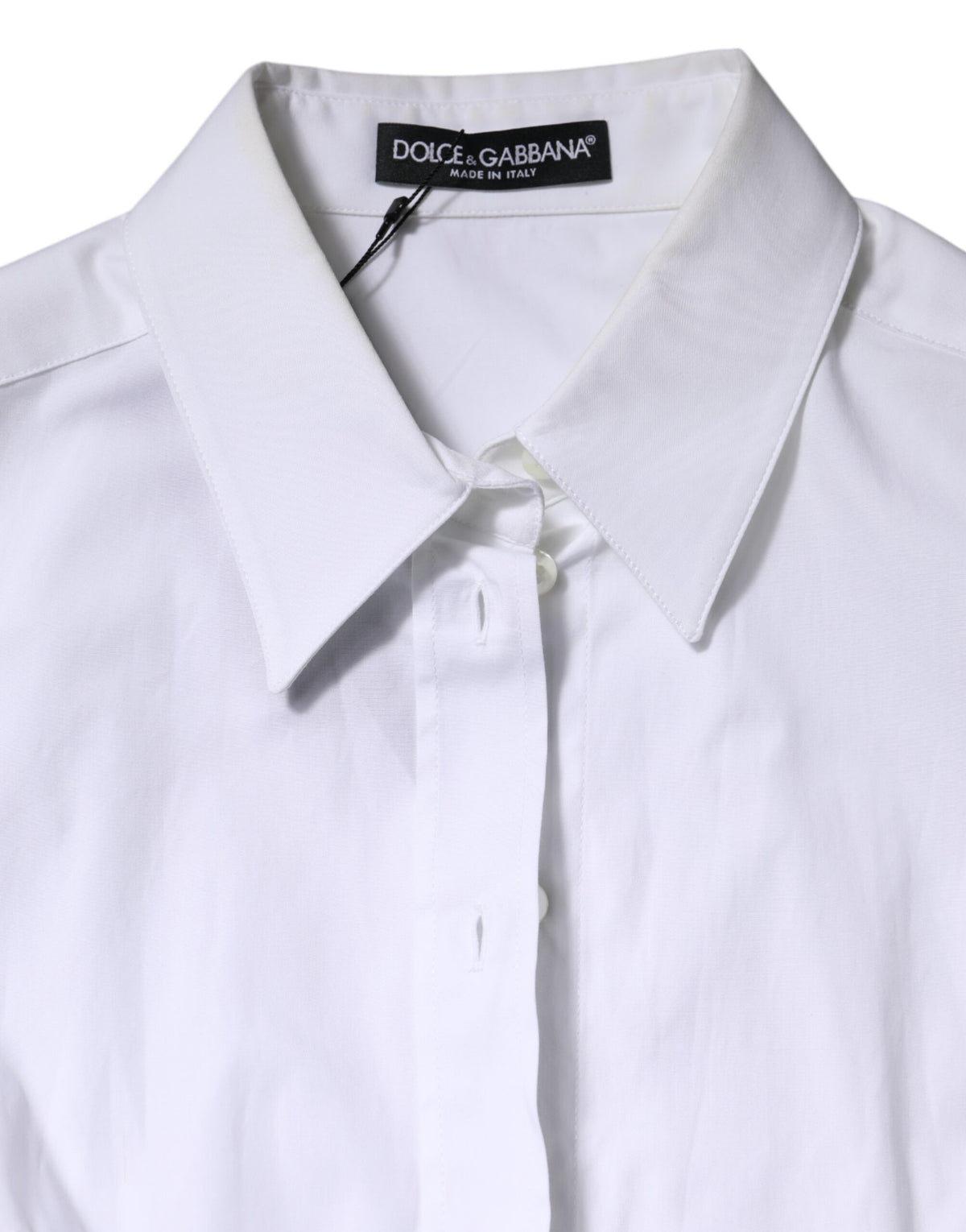 Dolce & Gabbana White Cotton Collared Long Sleeves Blouse Top