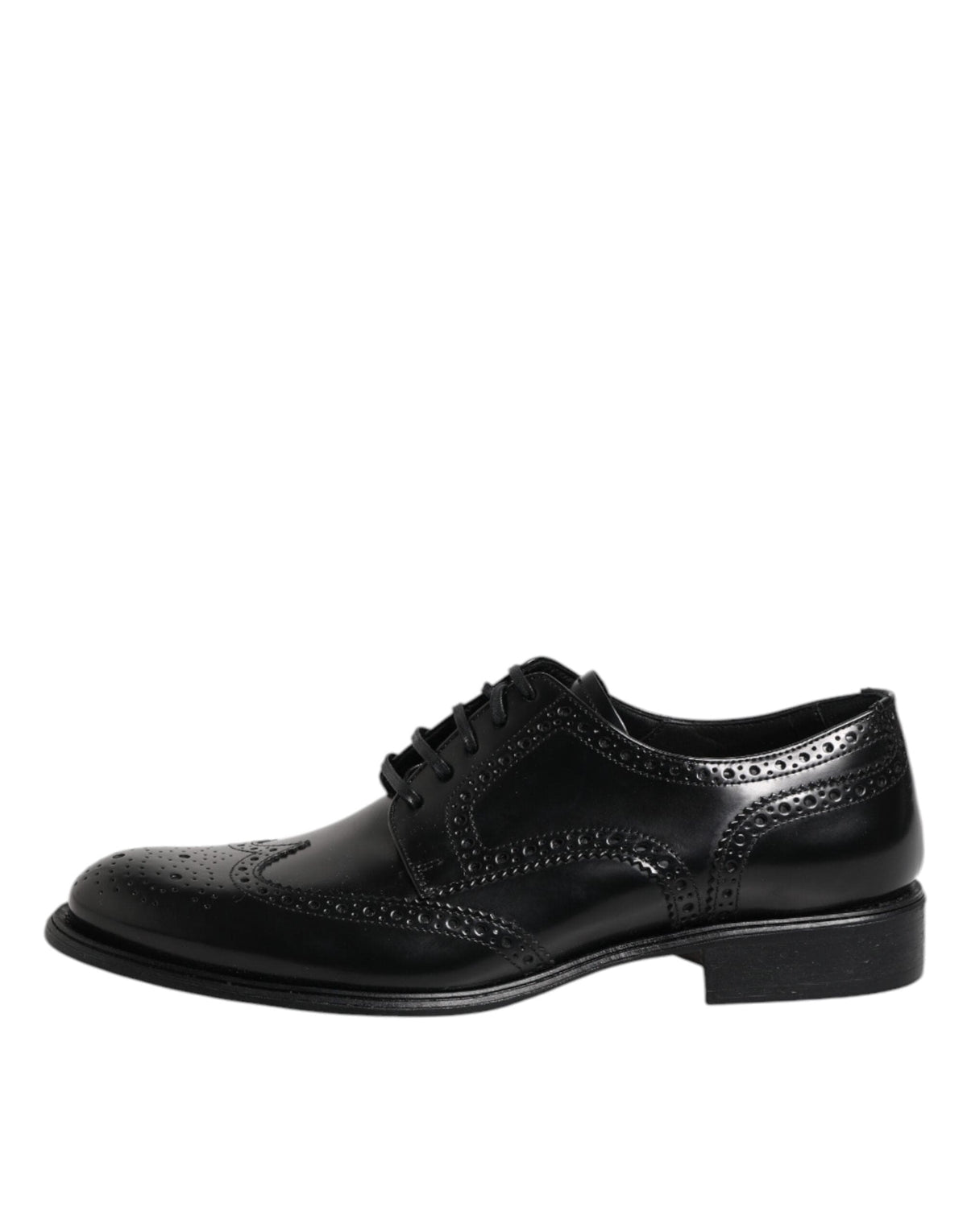Dolce & Gabbana Black Leather Derby Wingtip Formal Shoes