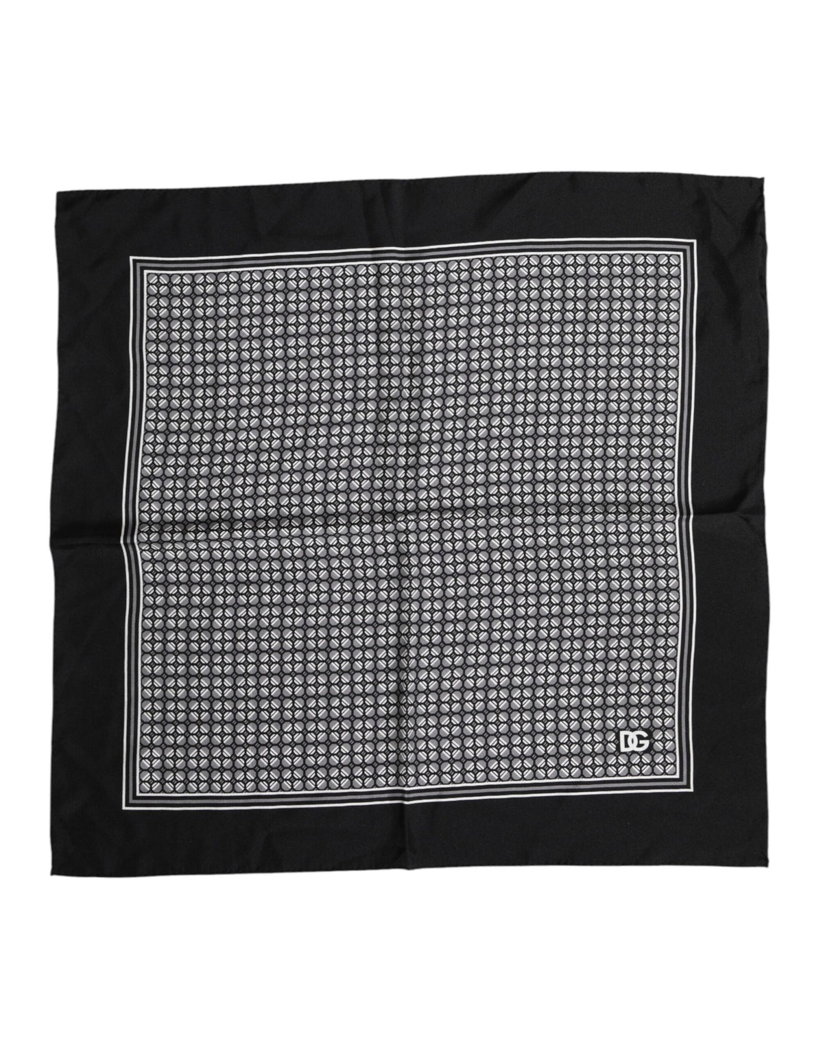 Dolce & Gabbana Black White Patterned Square Foulard Scarf