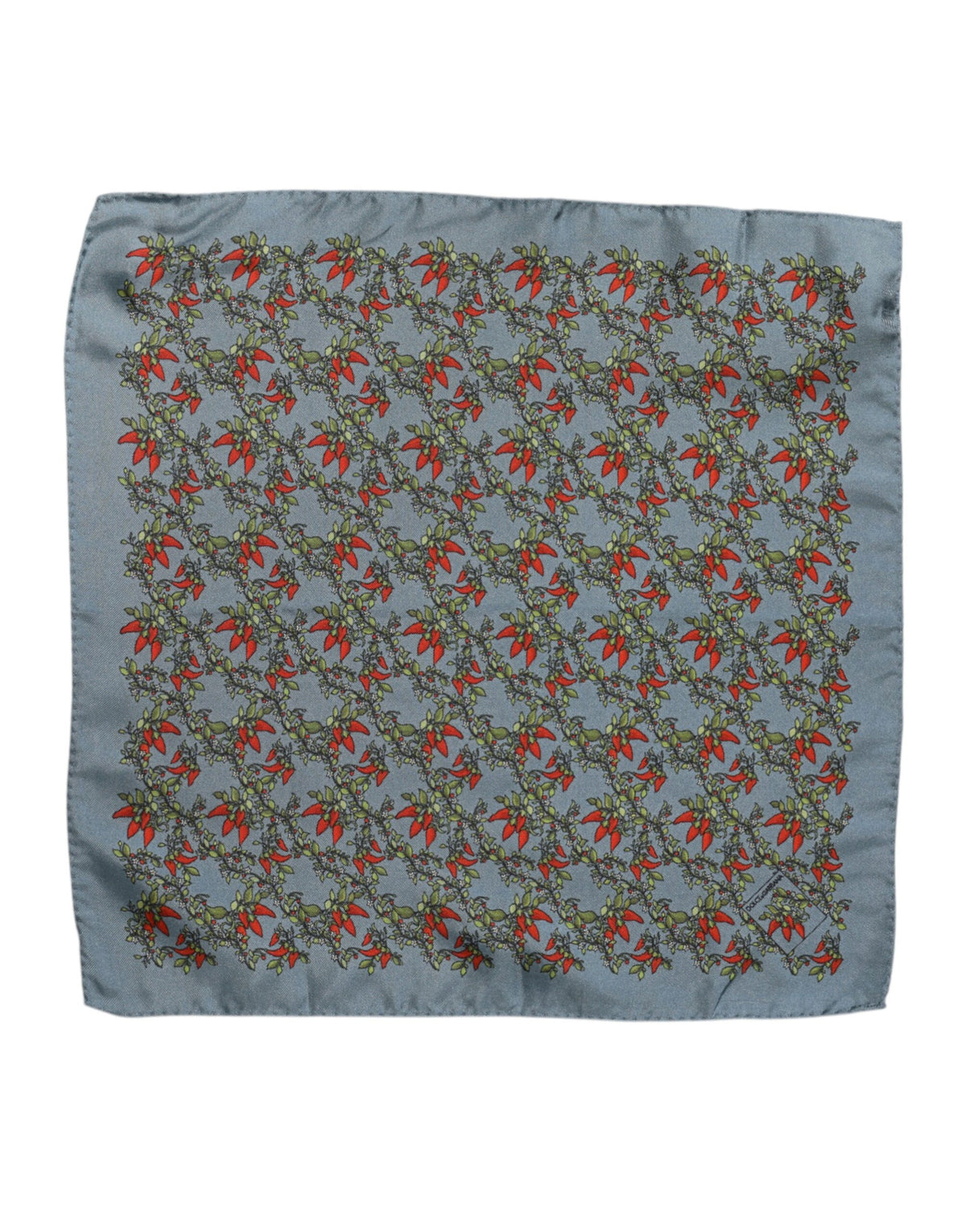 Dolce & Gabbana Gray Chilis Silk Square Men Foulard Scarf