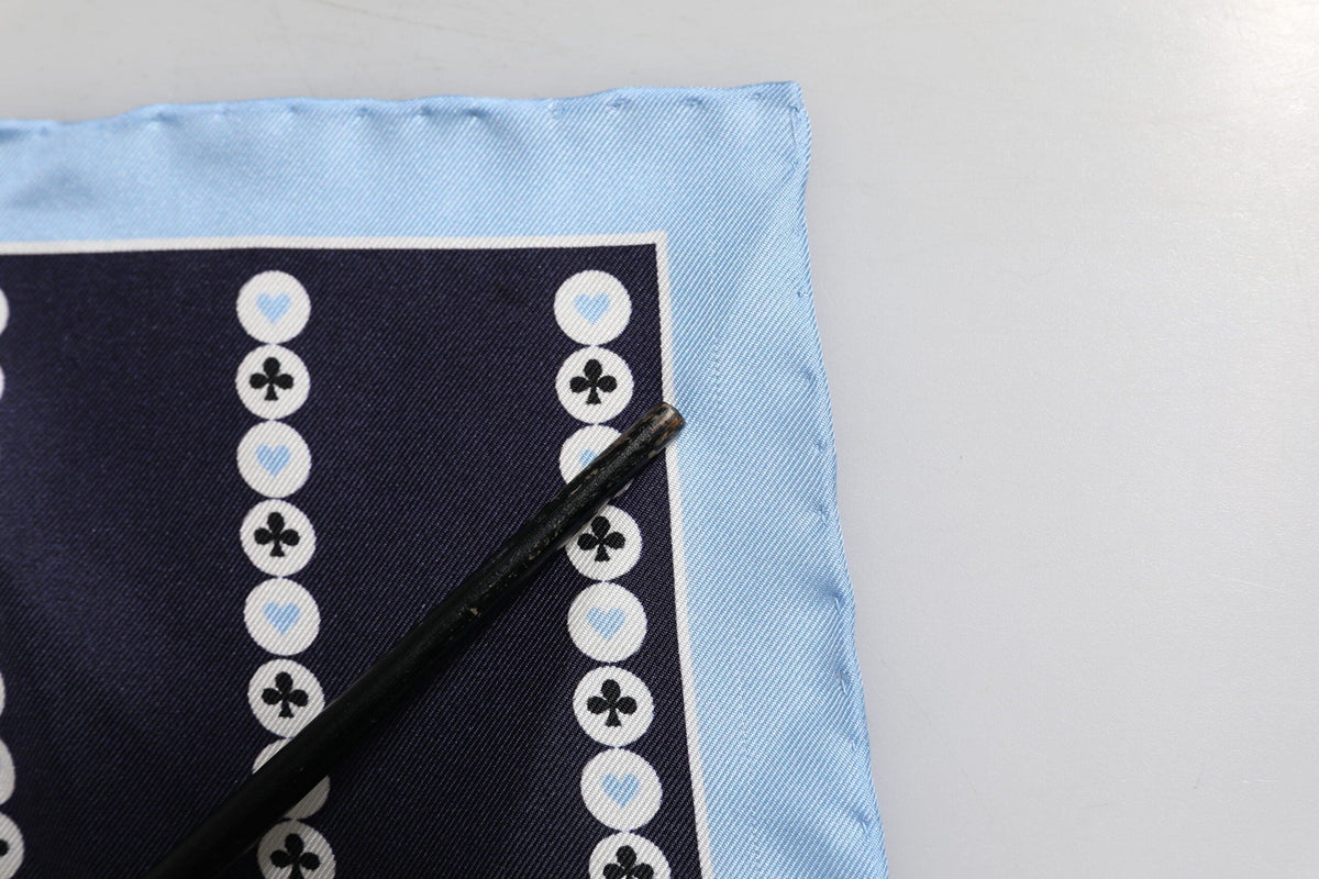 Dolce & Gabbana Blue Printed Silk Square Men Foulard Scarf