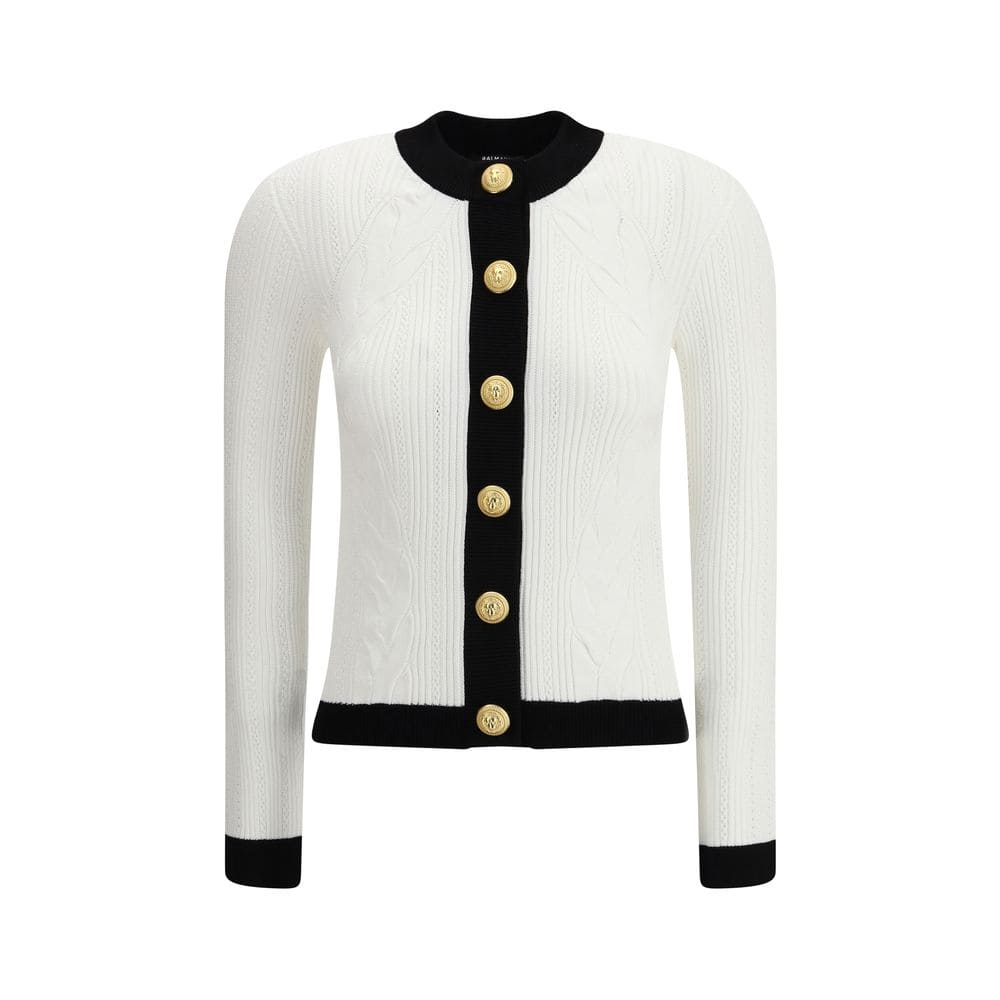 Balmain White Viscose Cardigan