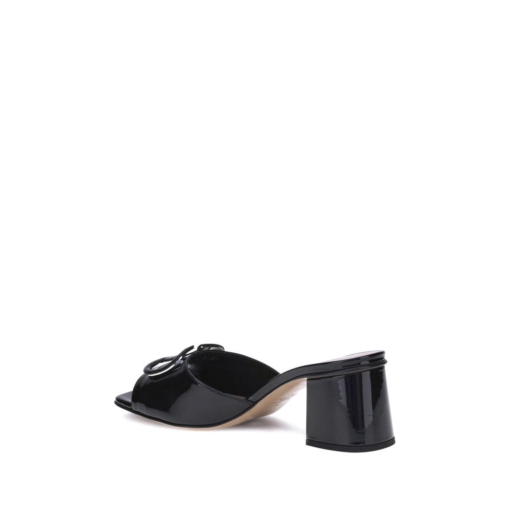 Valentino Garavani Black Calf Leather Bos Taurus Flat Sandals