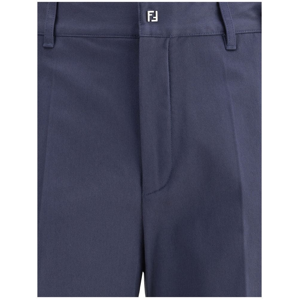 Fendi Blue Cotton Casual Pants