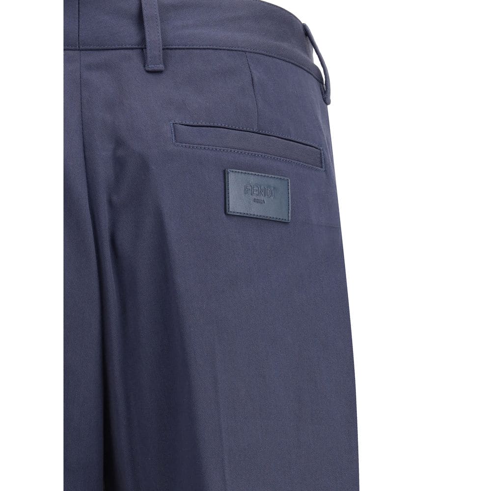 Fendi Blue Cotton Casual Pants