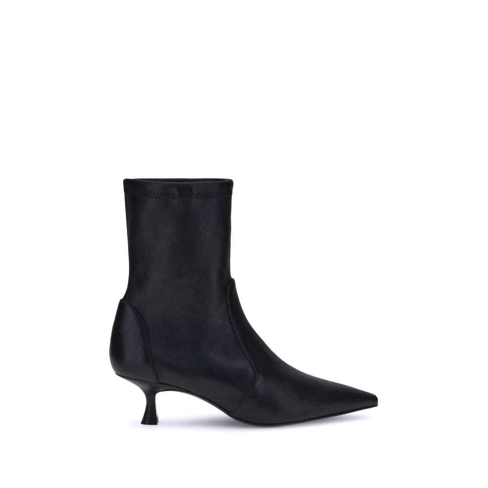 Stuart Weitzman Black Calf Leather Bos Taurus Ankle Boots