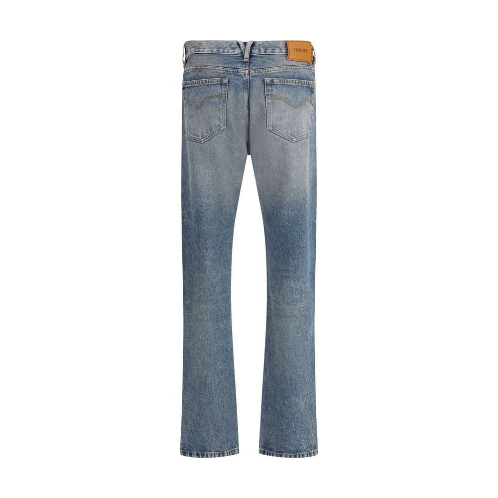 Versace Blue Cotton Straight-Leg Jeans