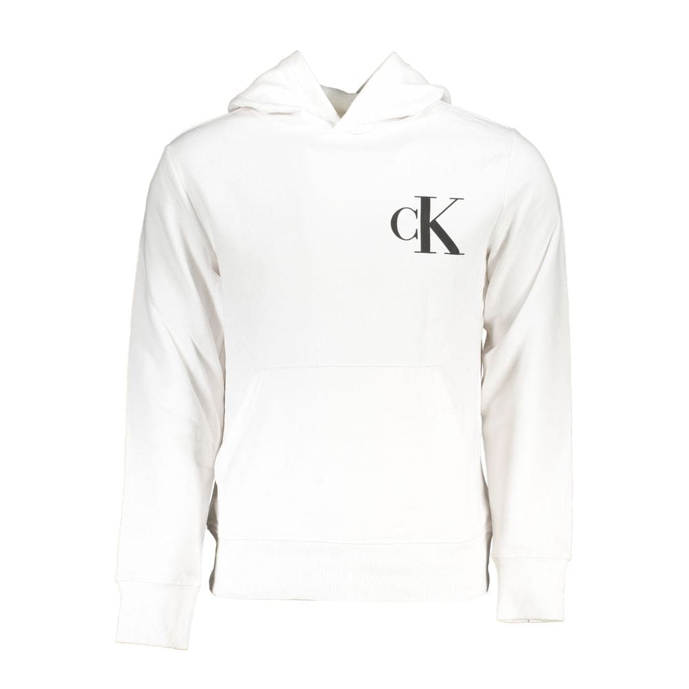 Calvin Klein White Cotton Men Sweater with Hood