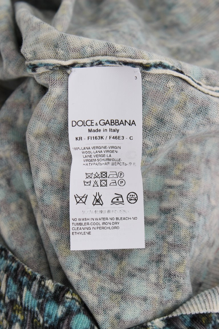 Pull-over élégant en laine bleue Dolce &amp; Gabbana