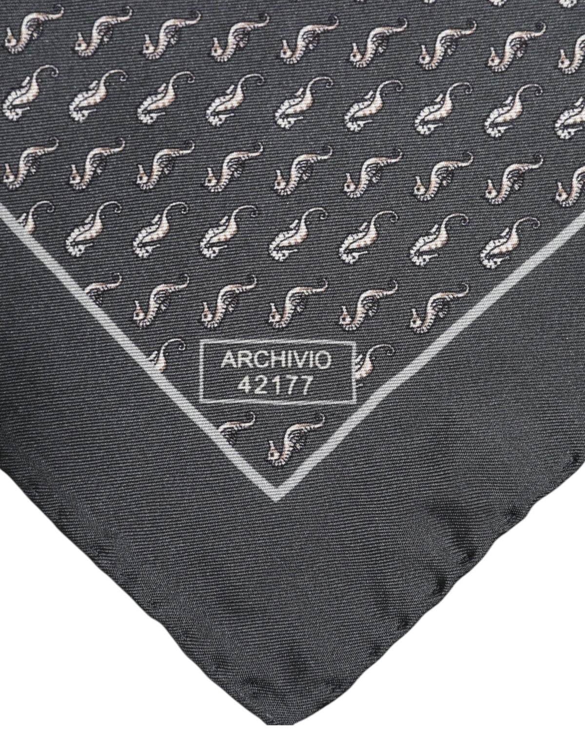 Dolce & Gabbana Black Fish Print Silk Square Men Foulard Scarf