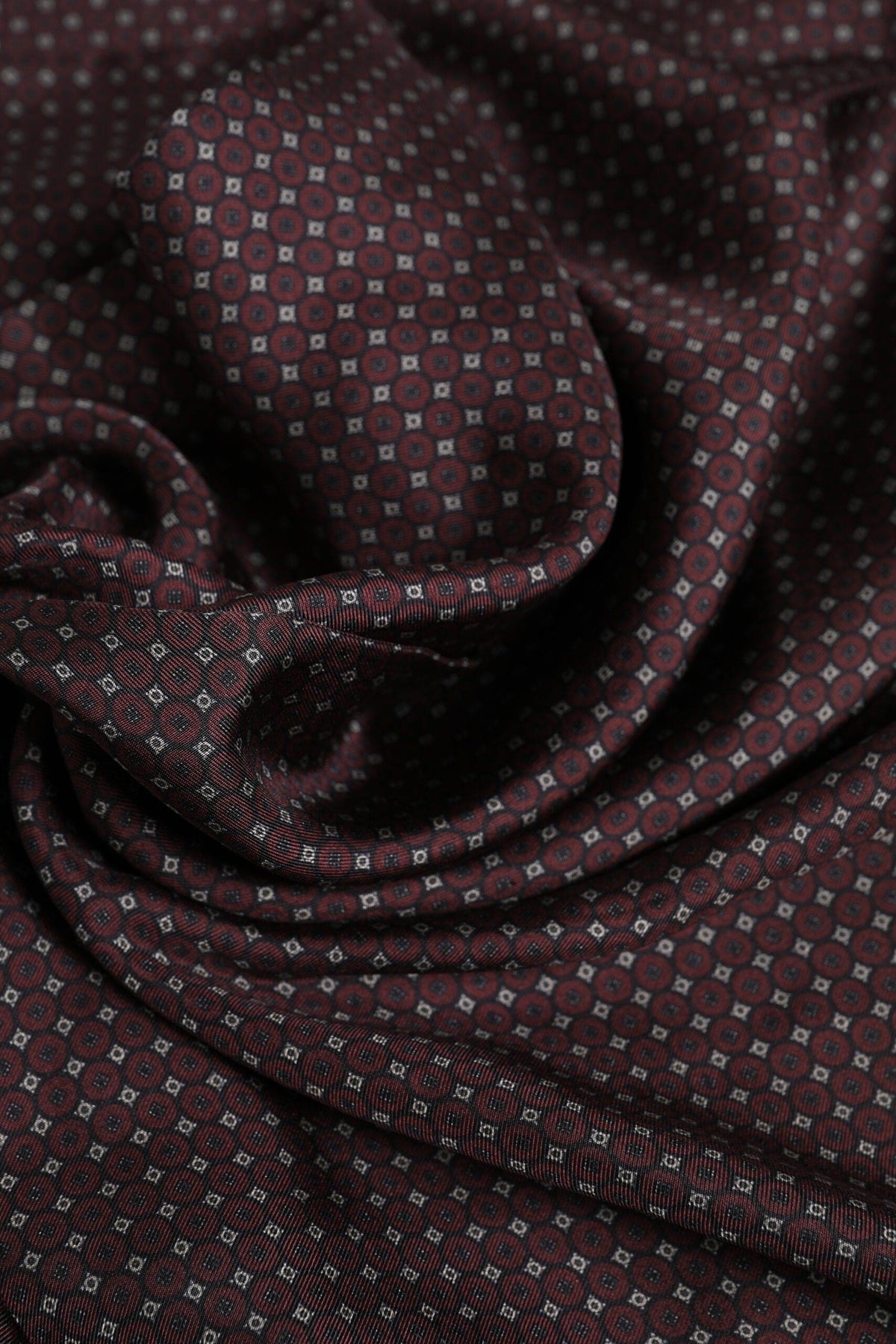 Dolce & Gabbana Maroon Dotted Silk Fringes Foulard Scarf