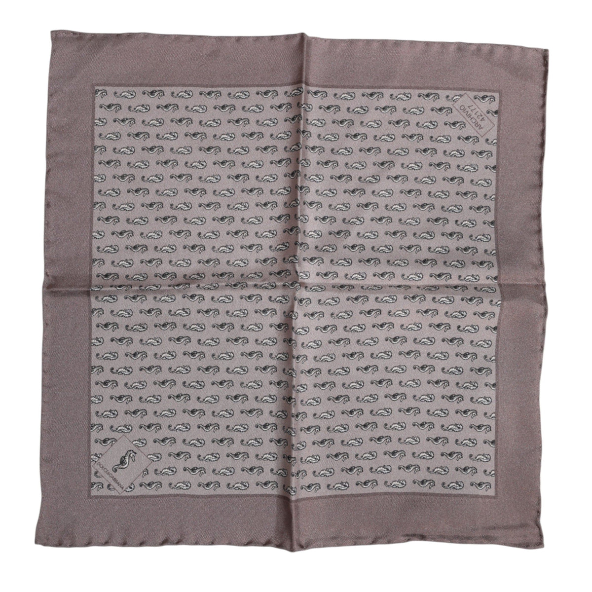 Dolce & Gabbana Brown Sea Horse Silk Square Foulard Scarf