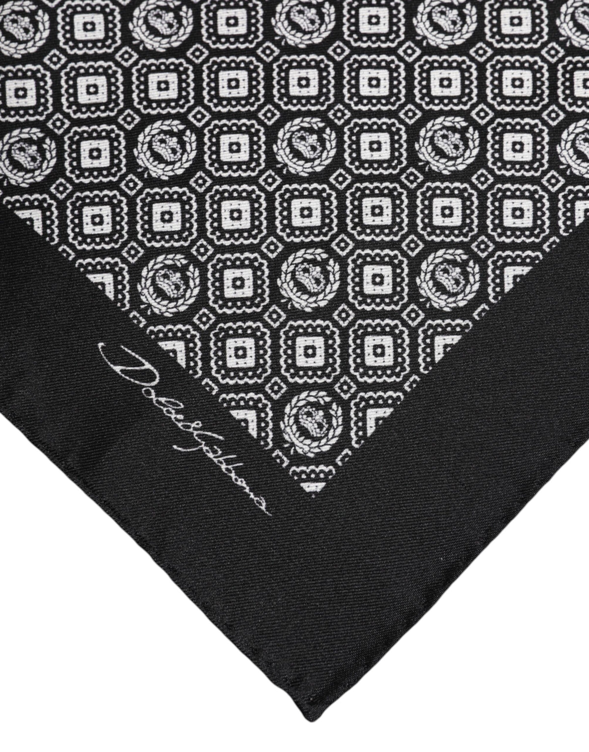 Dolce & Gabbana Black White Patterned Square Foulard Scarf