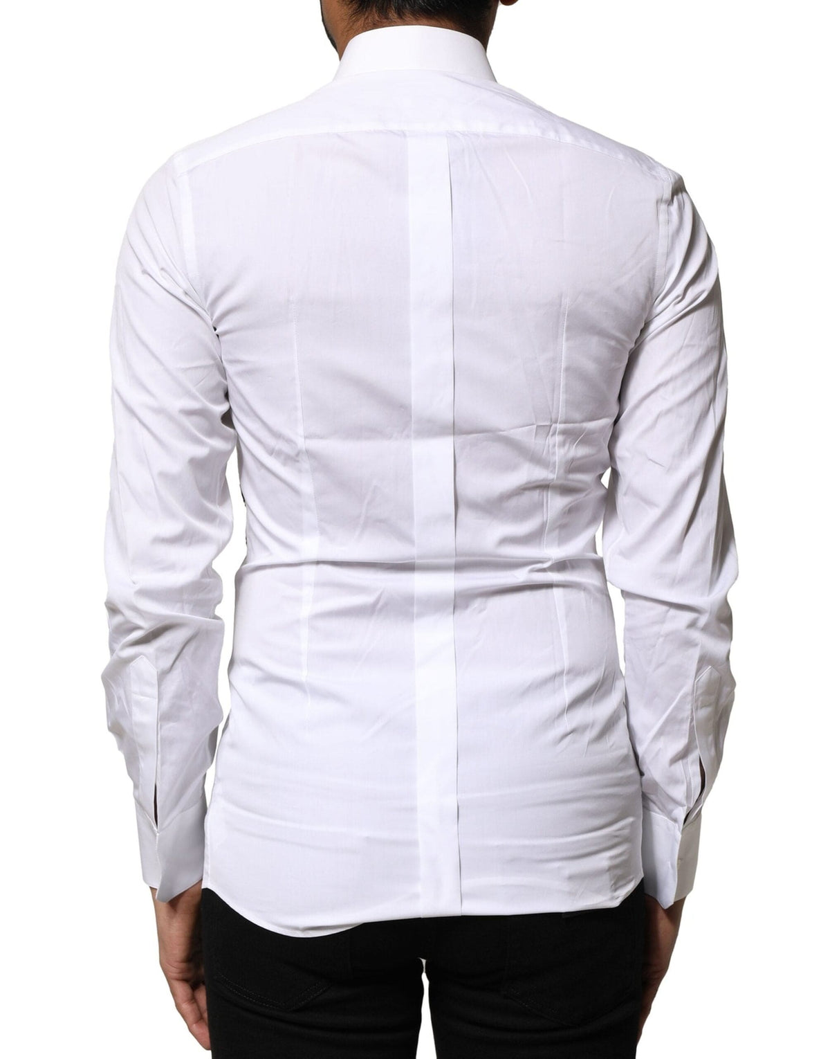 Dolce & Gabbana White GOLD Embroidery Detailed Dress Shirt