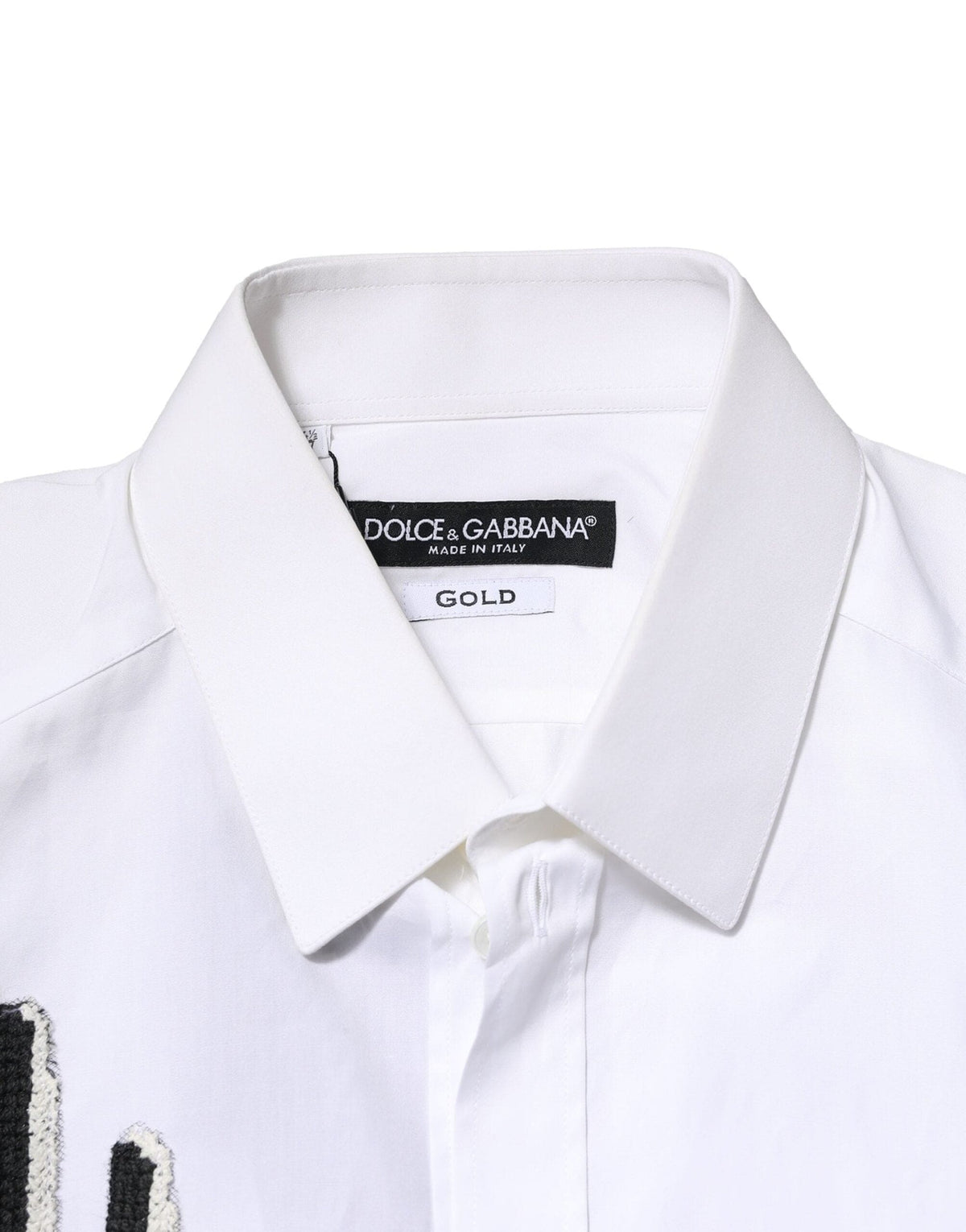 Dolce & Gabbana White GOLD Embroidery Detailed Dress Shirt