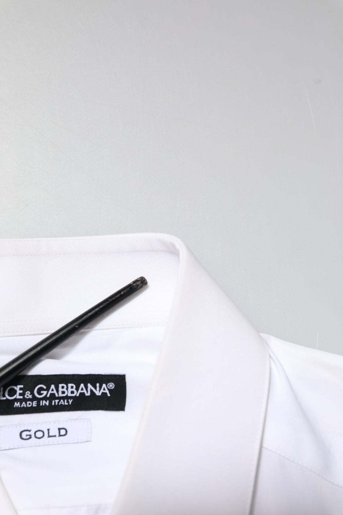 Dolce & Gabbana White GOLD Embroidery Detailed Dress Shirt