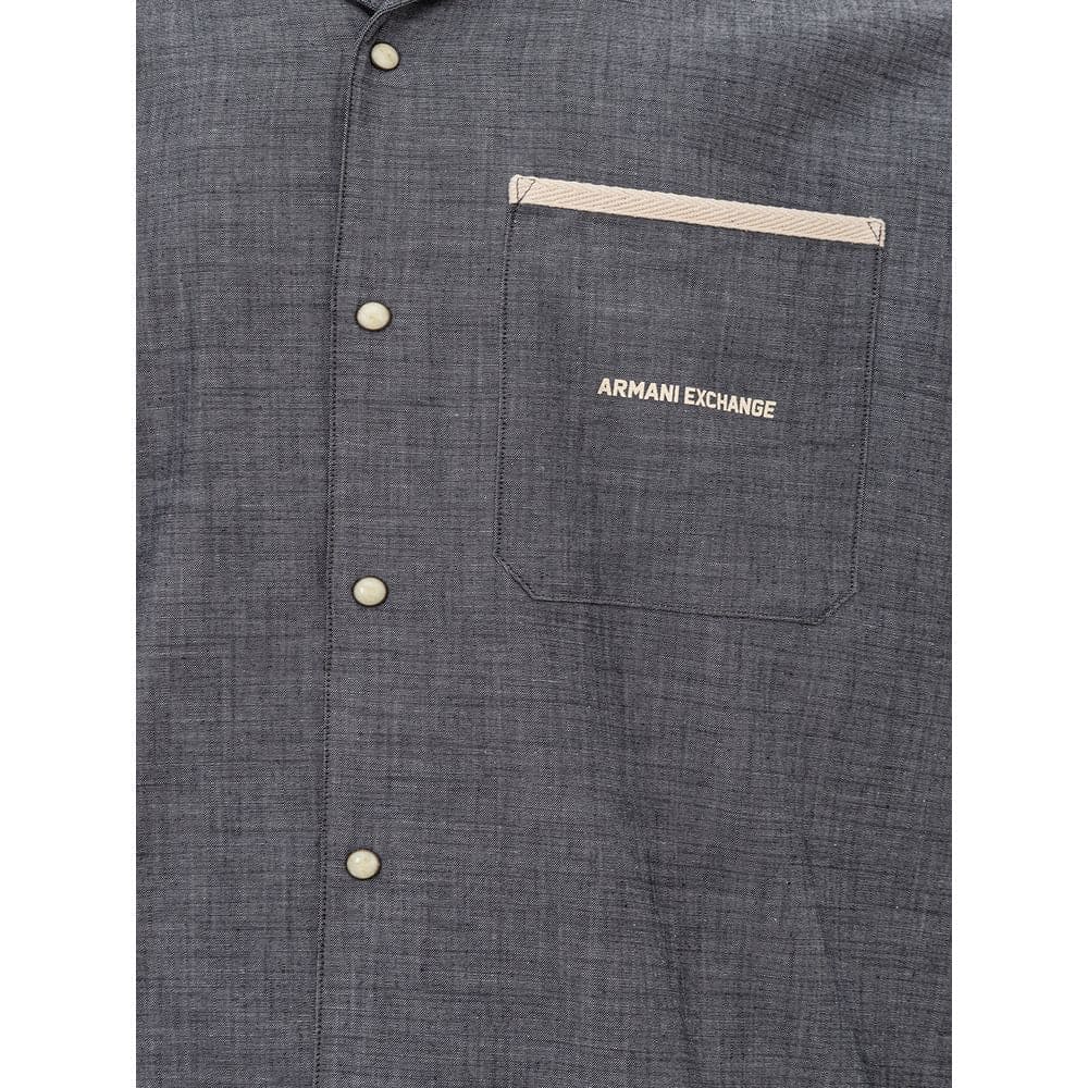 Armani Exchange Blue Denim Shirt