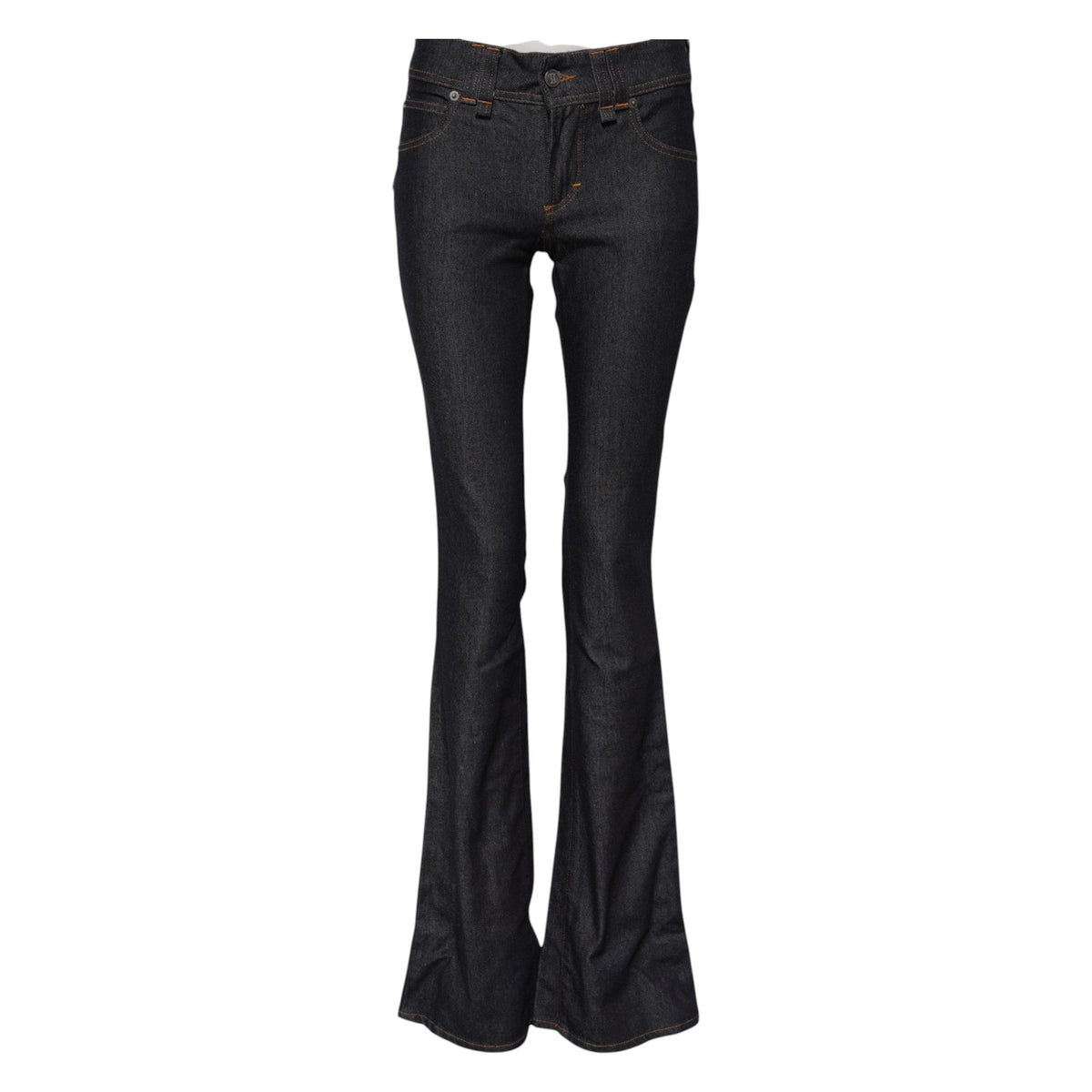 John Galliano Blue Mid Waist Cotton Wide Leg Denim Jeans