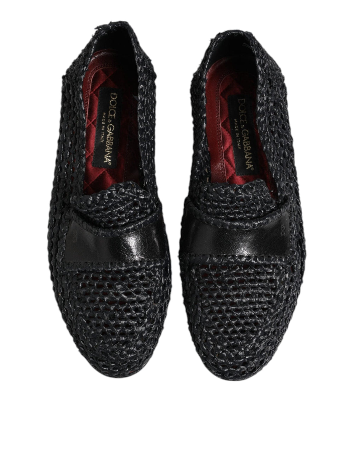 Dolce & Gabbana Black Woven Leather Slip On Loafers Men Shoes