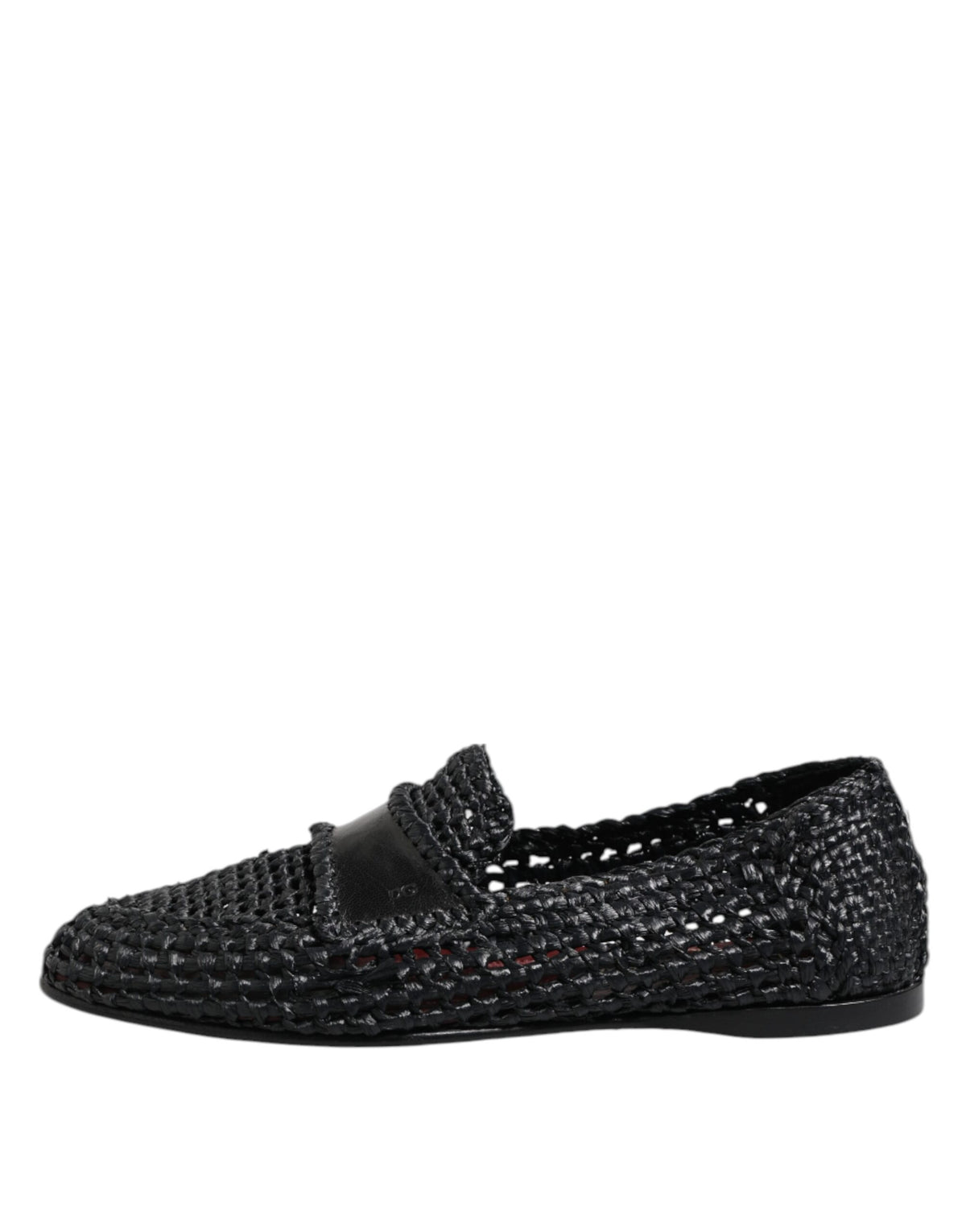 Dolce & Gabbana Black Woven Leather Slip On Loafers Men Shoes