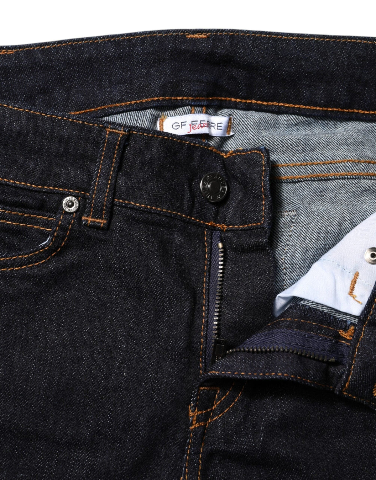 GF Ferre Dark Blue Cotton Mid Waisted Skinny Denim Jeans