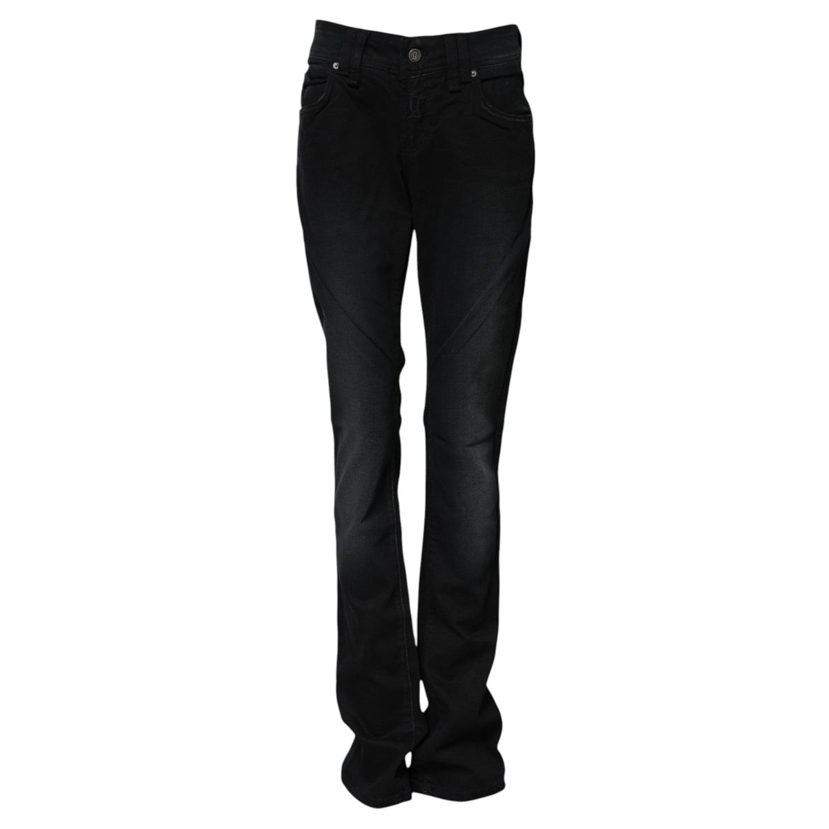 John Galliano Black Cotton Mid Waist Tapered Denim Jeans