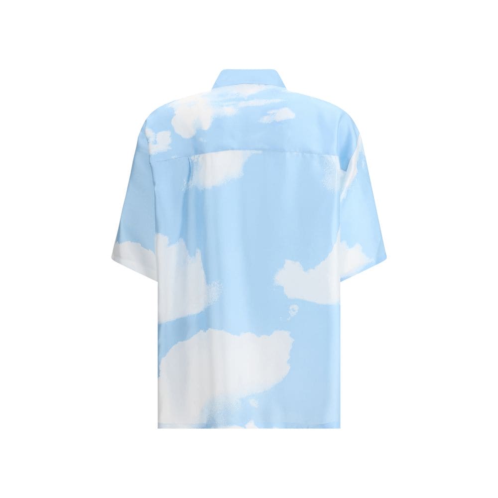 Moschino Light Blue Silk Pattern Shirt