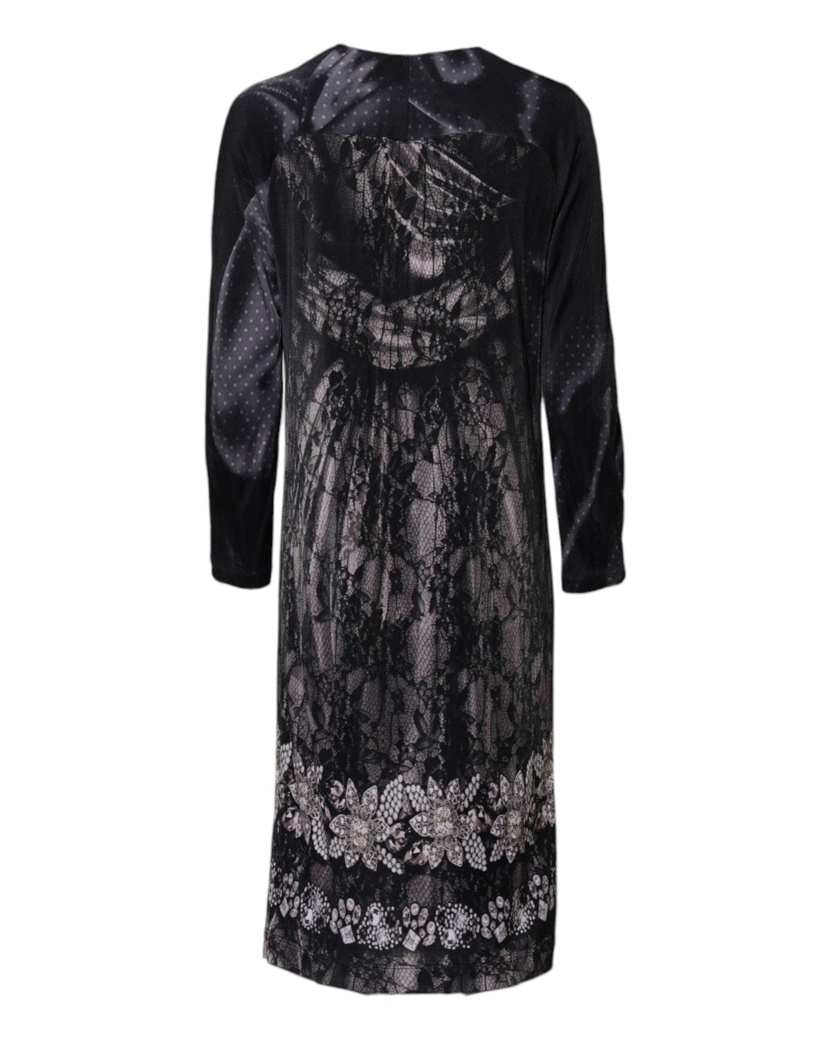 Roberto Cavalli Black Floral Viscose Sheath Midi Dress