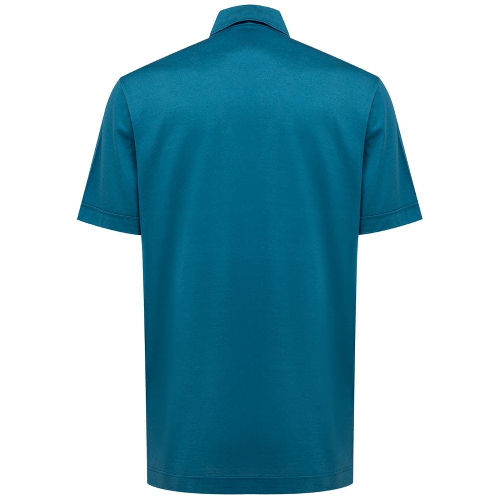 Canali Blue Cotton Shortsleeve Shirt