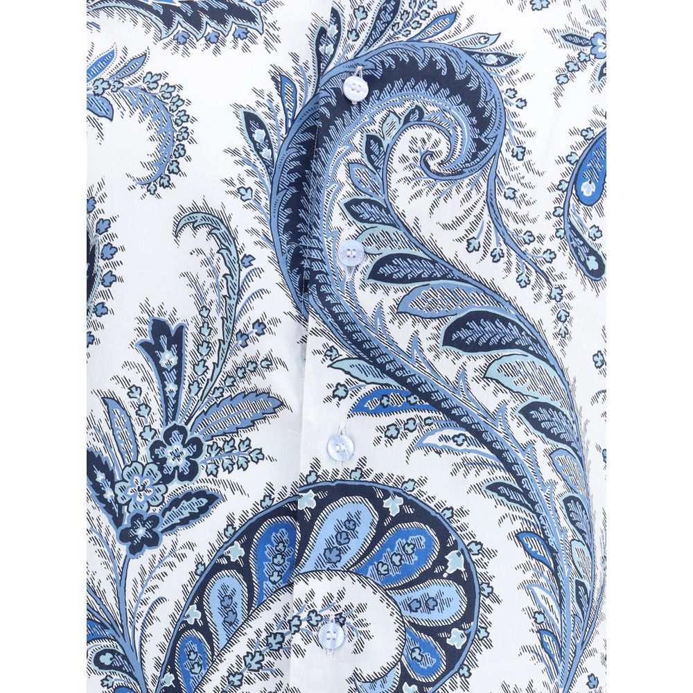 Etro Blue Cotton Pattern Shirt
