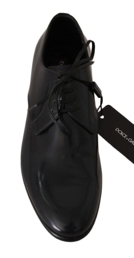 Chaussures Derby élégantes en cuir bleu foncé Dolce &amp; Gabbana