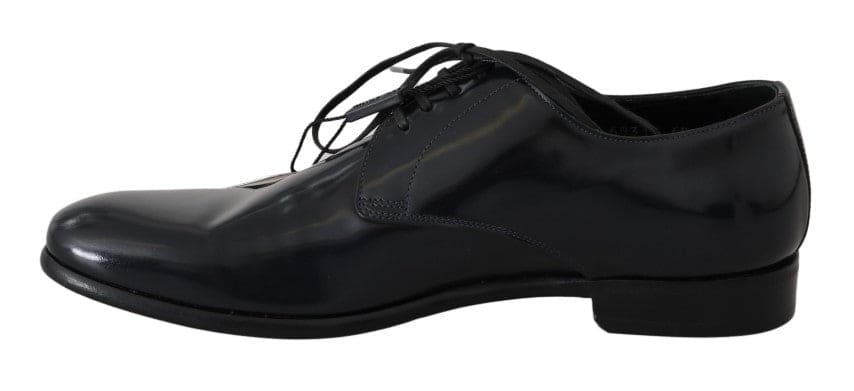 Chaussures Derby élégantes en cuir bleu foncé Dolce &amp; Gabbana