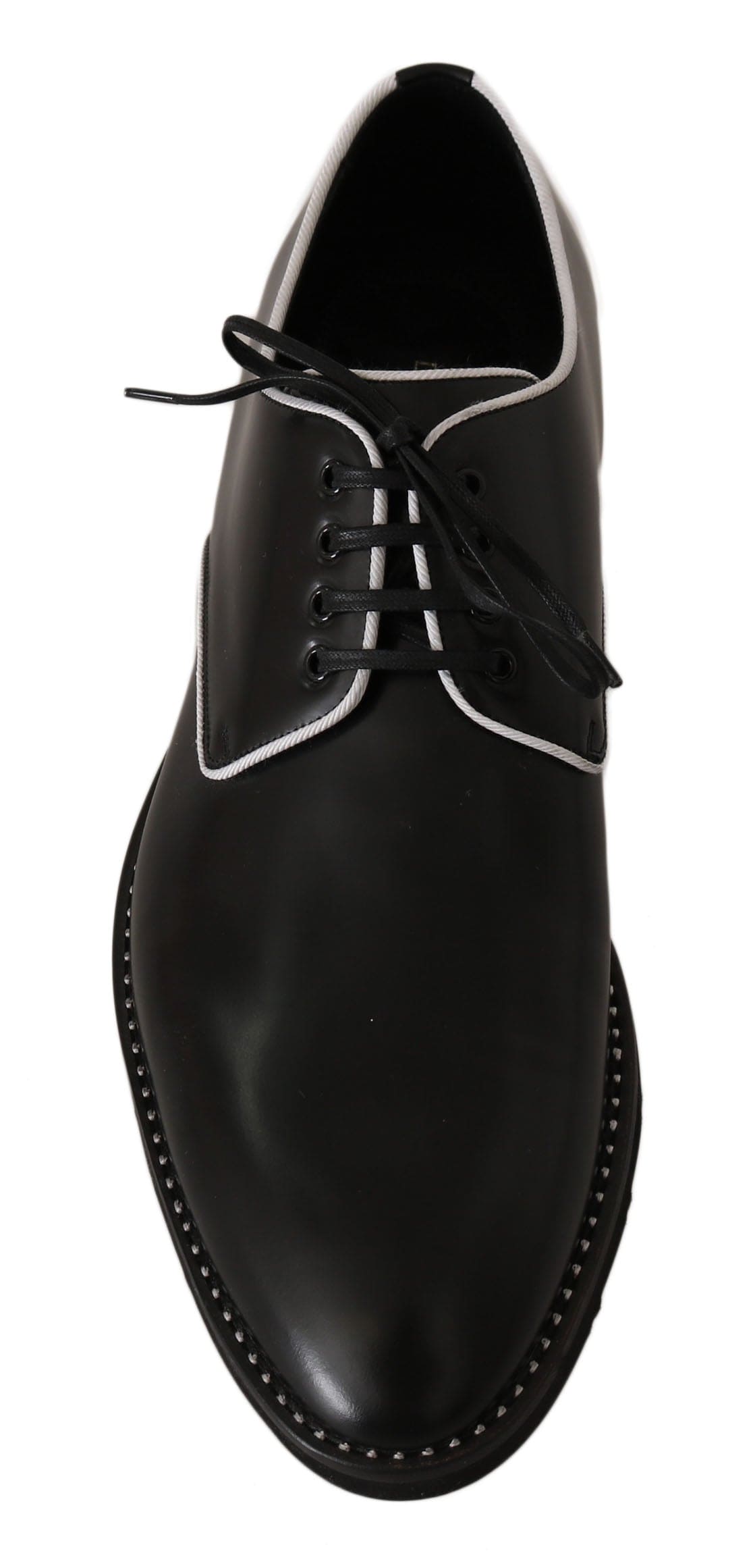 Elegantes zapatos de vestir Derby de cuero negro de Dolce &amp; Gabbana