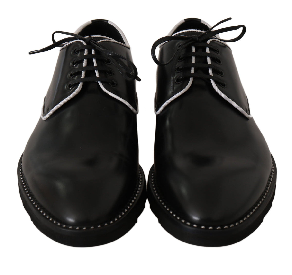 Elegantes zapatos de vestir Derby de cuero negro de Dolce &amp; Gabbana