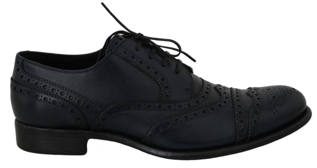 Chaussures Derby élégantes à bout golf en cuir bleu Dolce &amp; Gabbana