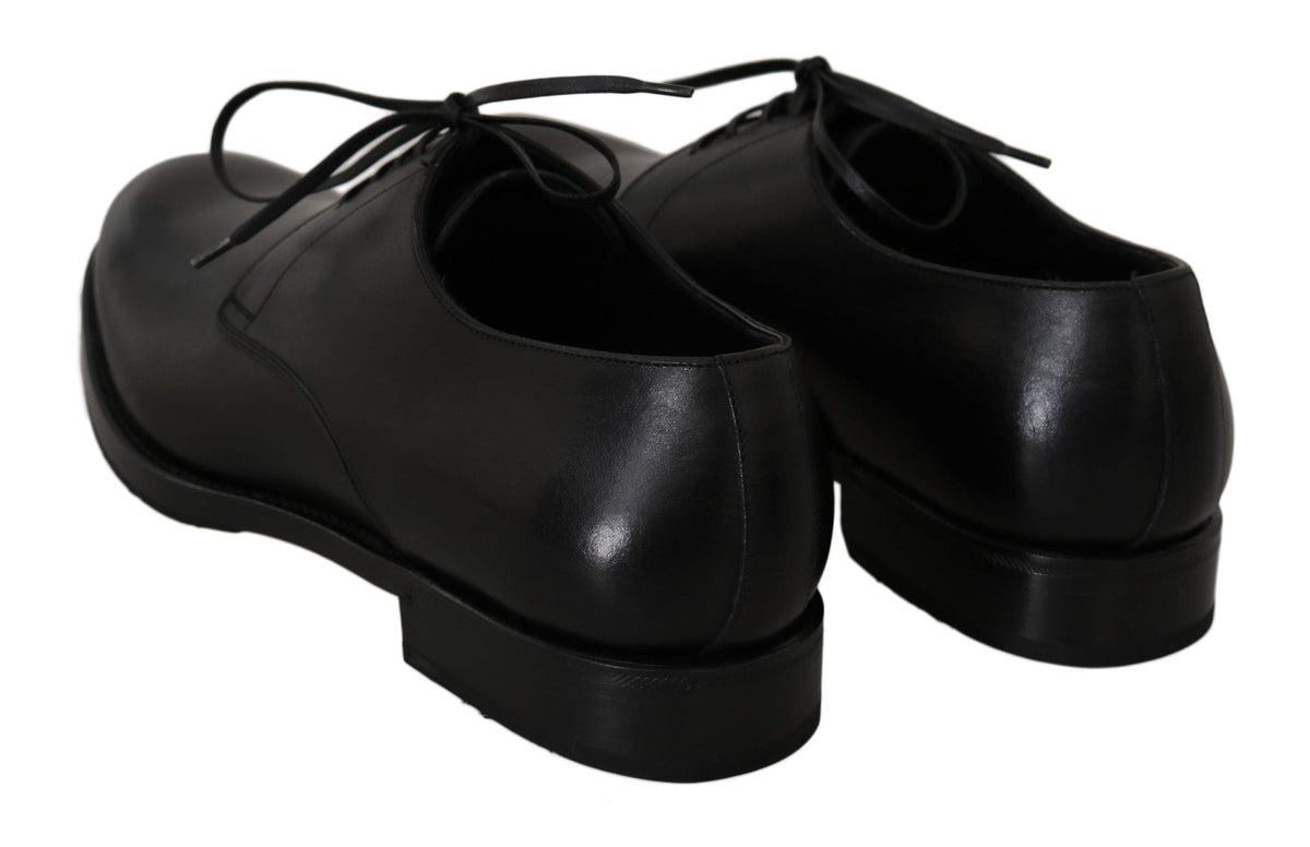 Elegantes zapatos de vestir Derby de cuero negro de Dolce &amp; Gabbana