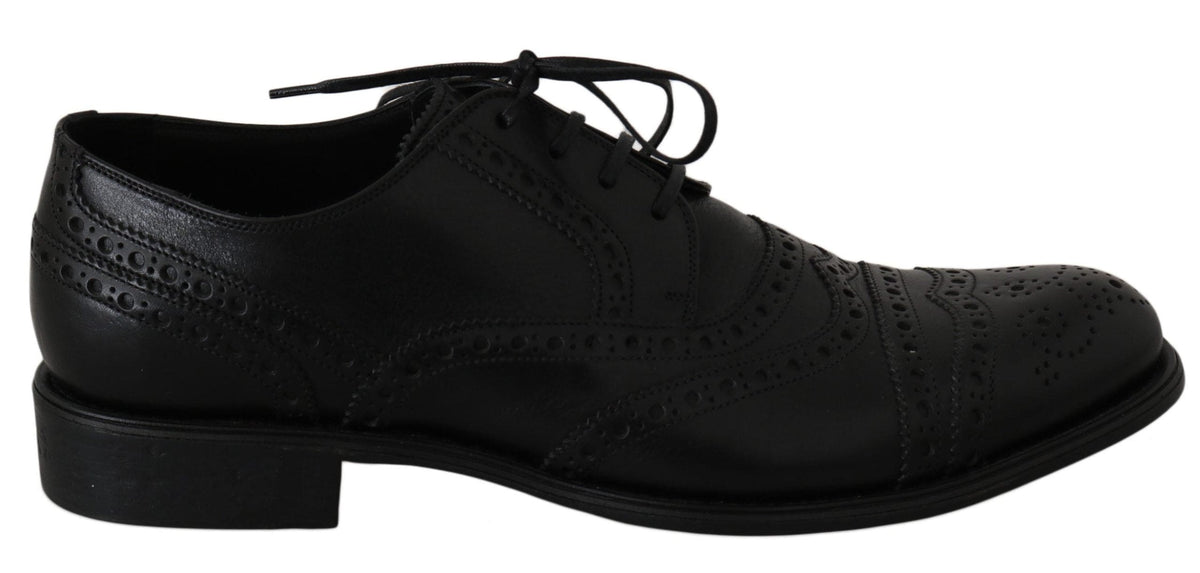 Chaussures Derby élégantes à bout golf en cuir noir Dolce &amp; Gabbana