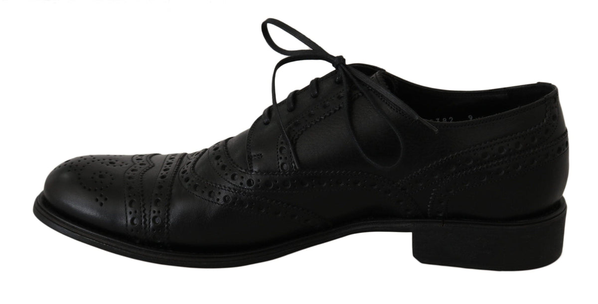 Chaussures Derby élégantes à bout golf en cuir noir Dolce &amp; Gabbana