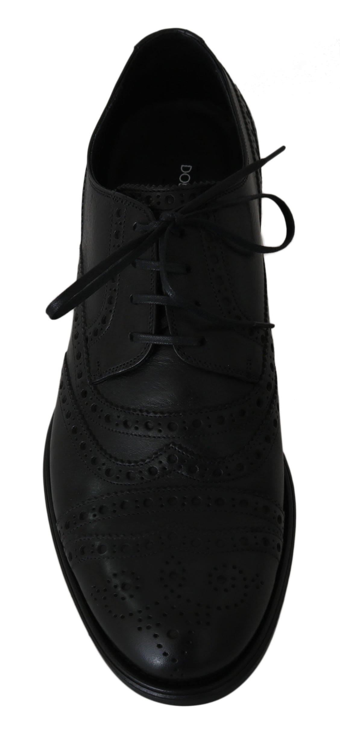 Chaussures Derby élégantes à bout golf en cuir noir Dolce &amp; Gabbana