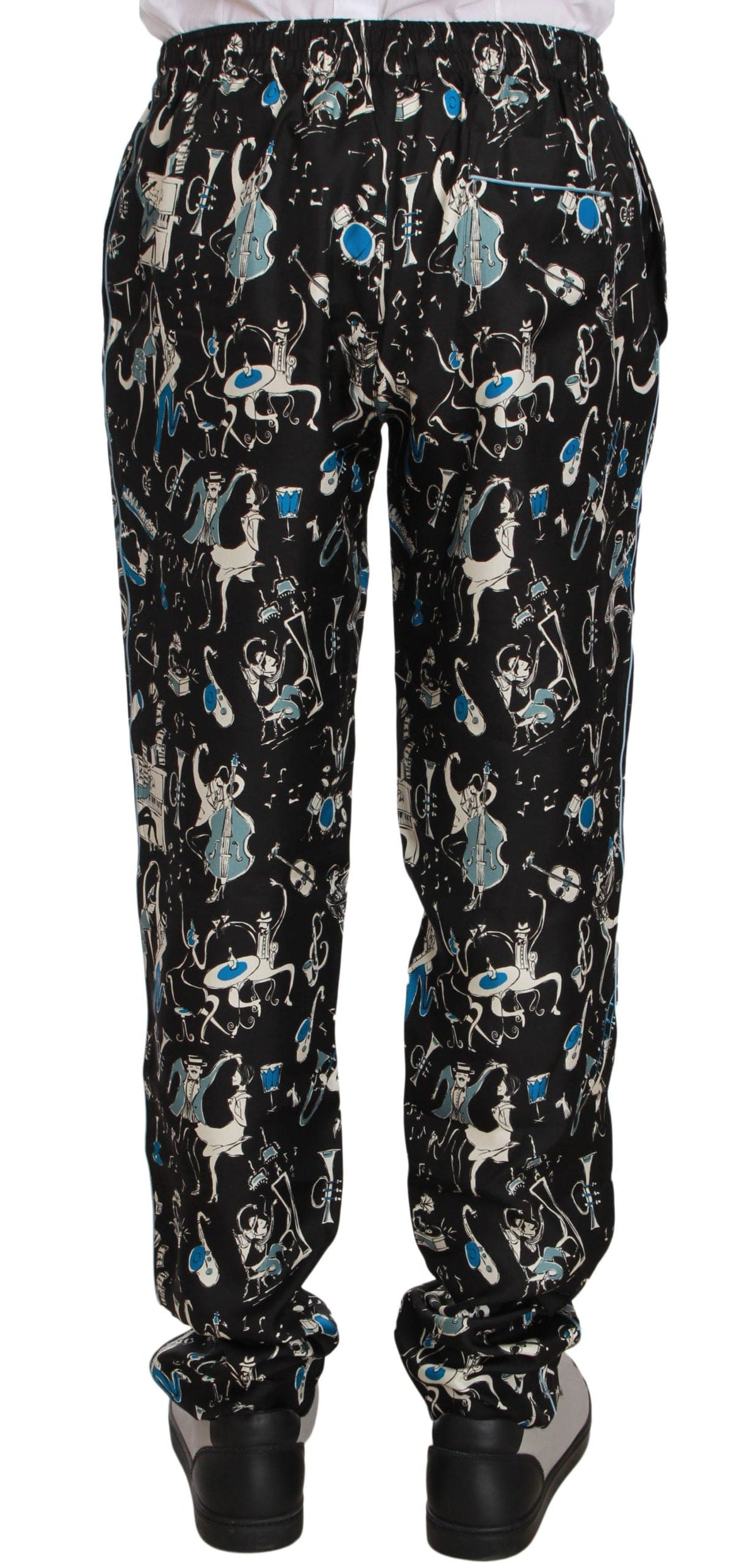 Pantalon de détente élégant en soie Dolce &amp; Gabbana avec imprimé unique