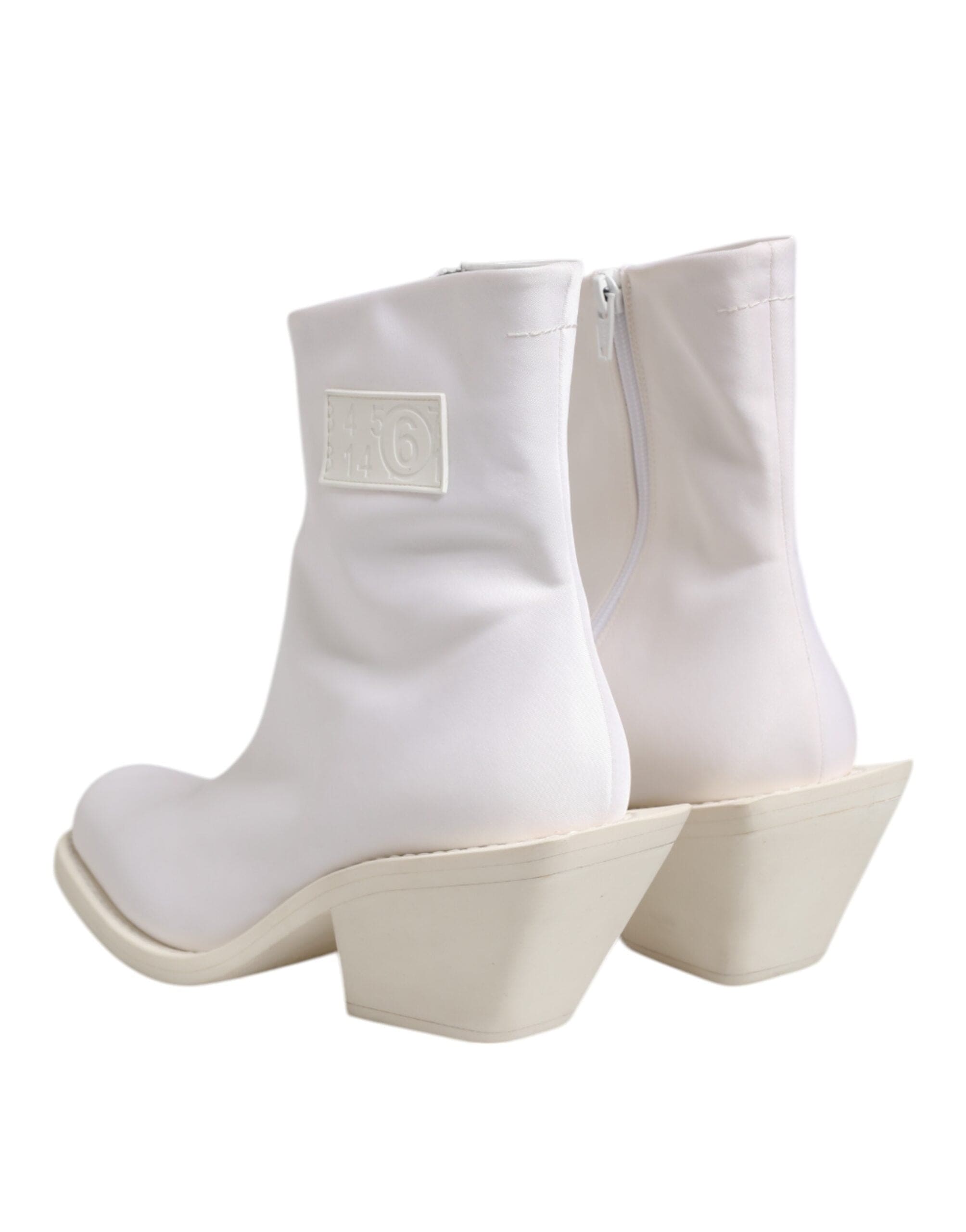 m*y様 【MM6】WHITE side ZIP ankle-BOOTS Anatomic faux leather ankle boots in white - MM 6 Maison