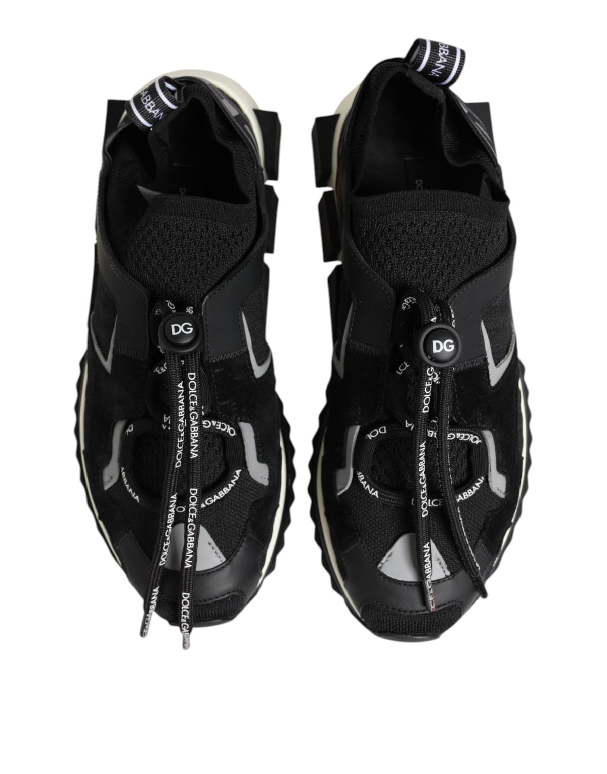 Dolce & Gabbana Black White Logo Sorrento Sneakers Shoes