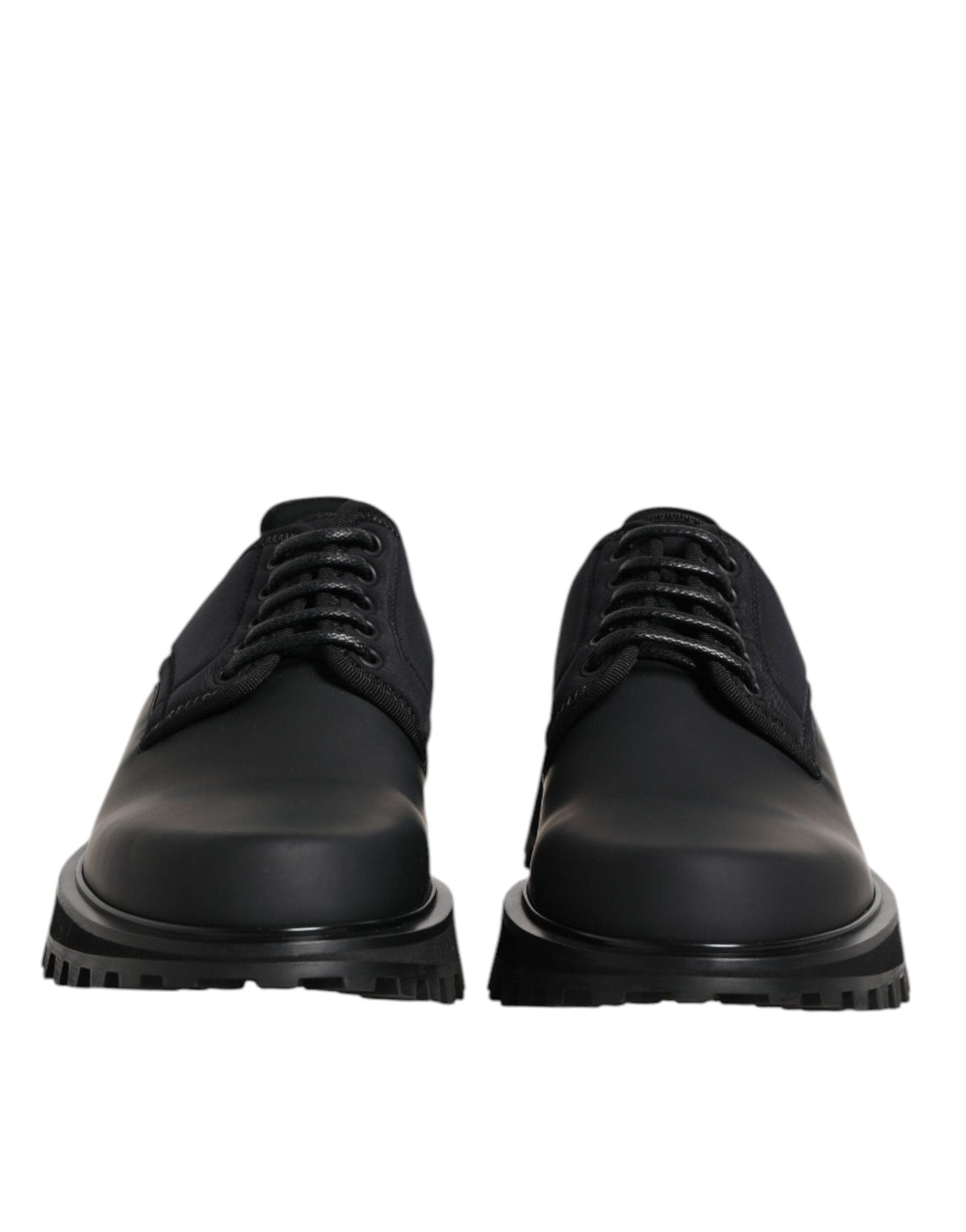 Dolce & Gabbana Black Leather Lace Up Trekking Dress Shoes