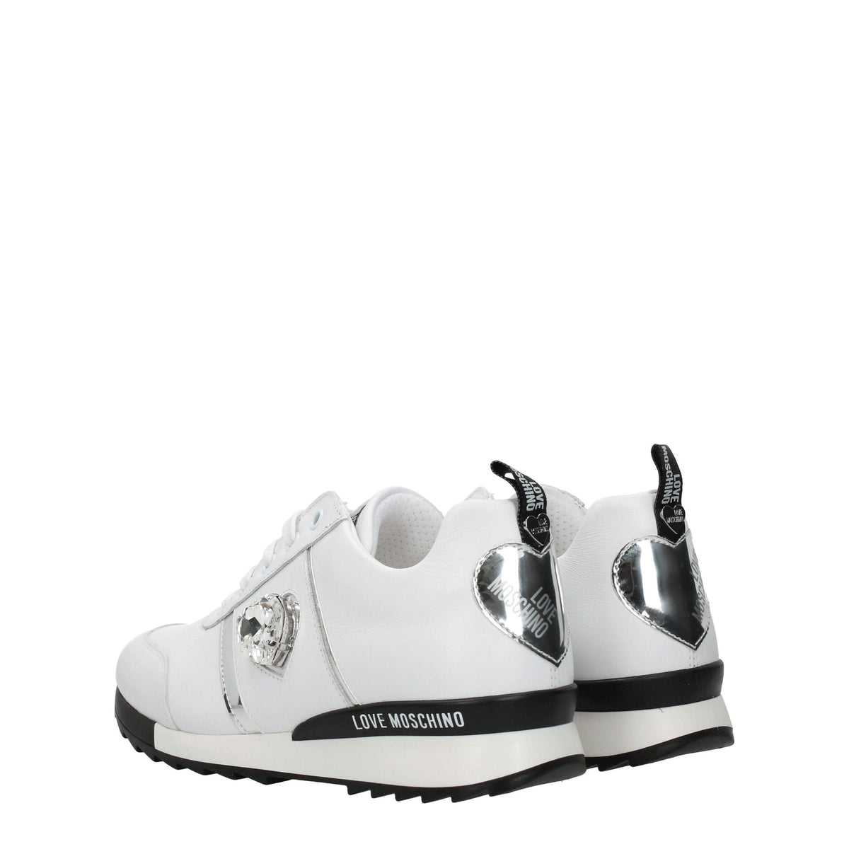 Love Moschino White Leather Low Top Sneakers
