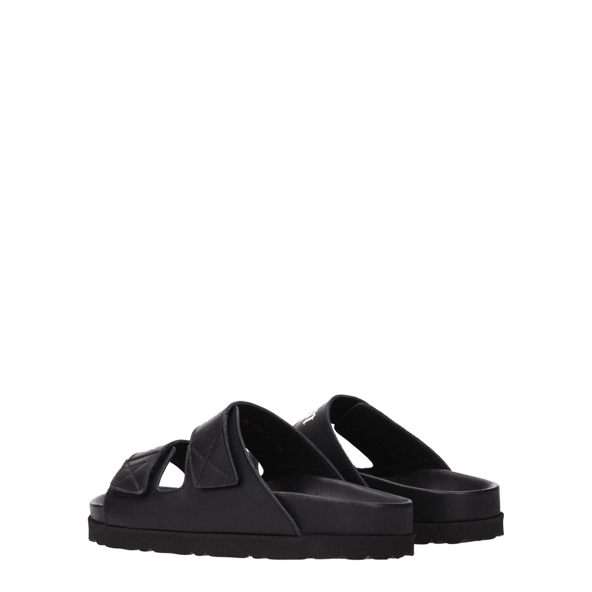 Palm Angels Black Leather Slippers