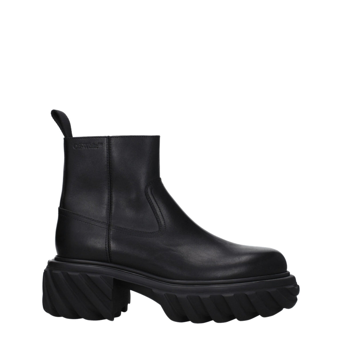 Off-White Black Leather Ankle Boots
