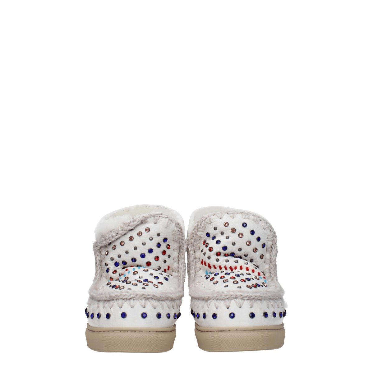 Mou White Leather Ankle Boots